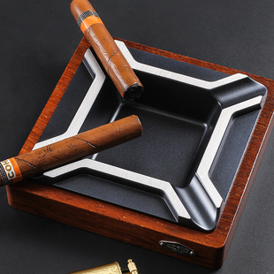 季风雪茄烟灰缸雪茄四槽烟缸，书房办公实木烟灰缸大号大口径烟灰缸