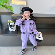 女童库洛米套装秋冬2023韩版儿童卡通连帽，冬装加绒加厚两件套