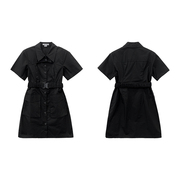 2024年黑色女装潮酷镂空腰带，短袖衬衫连衣裙，楠0421c$27