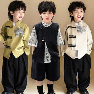 新中式童装国潮男童唐装外套，春夏季儿童汉服中国风帅气套装