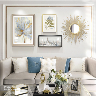 美式轻奢软装客厅装饰画现代沙发背景墙壁画简欧油画高档组合挂画