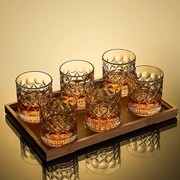 威士忌酒杯家用复古水晶玻璃洋酒杯，创意ins风八角啤酒杯酒吧套装