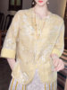 100真丝绡新中式短袖，上衣女夏季重工刺绣桑，蚕丝禅意国风衬衫