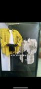 韩版春夏款格子棉布中长款长袖排扣衬衫女黄格纹白格纹+白T俩件套
