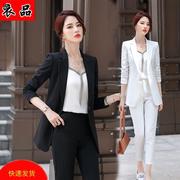 白色西装外套女气质，显瘦职业套装秋冬韩版小个子长袖小西服