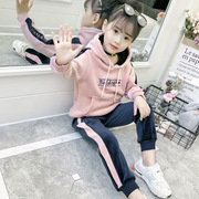 女童金丝绒秋冬季装休闲运动套装2023韩版洋气时髦加绒两件套