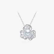 meluxe美奈s925银南洋澳白珍珠吊坠花朵海水，珍珠项链母亲节礼物