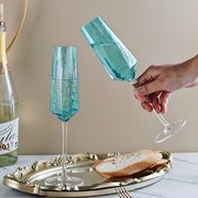 水晶香槟杯一对高颜值轻奢高脚杯鸡尾酒，红酒杯子套装新婚结婚礼物