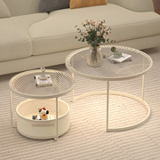 2024创意沙发客厅家用一体，组合茶几小户型，玻璃圆桌子简约现代