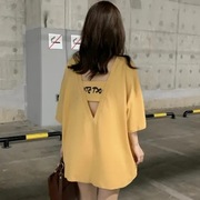落肩袖fashion宽松t恤女2023韩版女女式大码衣服露肩打底衫女
