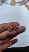 青岛外贸饰品，紫色锆石大牌，镀金耳钉耳环