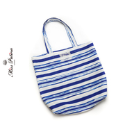 mp海军风，蓝白条纹单肩包购物袋，环保袋