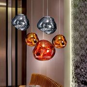 玻璃熔岩吊灯简约现代创意，个性餐厅吧台装饰设计金色轻奢球形灯具