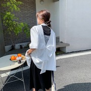 韩系镂空露背薄款小西装外套女夏2024宽松时尚设计感中袖西服