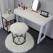 长毛绒梳妆台毛毛垫仿羊毛，电脑桌面休闲椅凳子，坐垫圆形地毯装饰垫