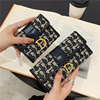 小众设计帆布小钱包女短款韩版搭扣字母印花折叠多卡位长款手拿包