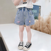 女童休闲牛仔短裤2024夏装，儿童女宝宝，韩版时髦时尚柔软短裤子