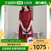 日本直邮PourVous 蕾丝和百褶裙连衣裙（酒红色）短袖礼服