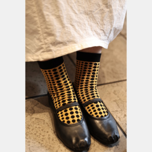 Beeff&草间弥生 女袜 日本复古黄色南瓜波点波普艺术设计短袜无骨