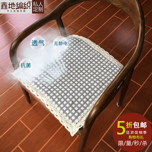 四季通用棉麻老粗布餐椅垫，布艺简约现代餐厅定制防滑透气无静电