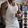 2024夏季针织健身背心男士工字背修身竖条纹运动T恤潮Men's vest