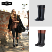 unicare雨鞋女时尚款外穿欧美高筒，雨靴防水防滑街边户外潮牌