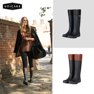 unicare雨鞋女时尚款外穿欧美高筒雨靴防水防滑街边户外潮牌