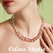 celina5a级白水晶项链，春夏小众轻奢项链