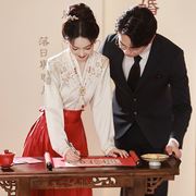 新娘结婚红装马面裙旗袍，敬酒服2023秋冬季新中式，长袖结婚订婚