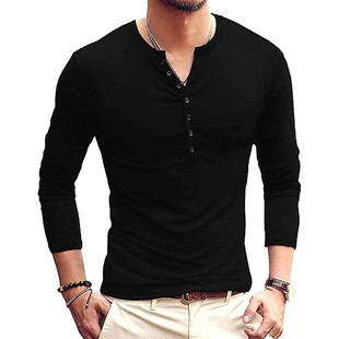 Men's Fashion Solid Color Long Sleeve O-neck T-shirts Mens
