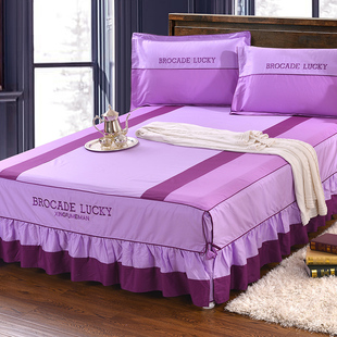 床裙单件床罩床裙式纯棉防滑床，套保护罩床单，三件套1.5m1.8米2.0床