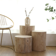 北欧实木圆凳原木树桩木桩摆件，根雕凳子木墩子换鞋凳客厅木头茶几