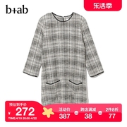 b+ab女装中袖连衣裙气质格纹编织口袋装饰S0532S