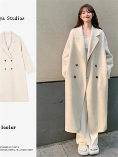 韩系高级感毛呢子大衣外套中长款秋冬季小个子气质，宽松长袖上衣女