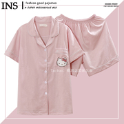 可爱HelloKitty凯蒂猫睡衣女款夏季短袖纯棉日系萌趣ins潮奶乎乎