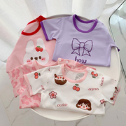 儿童短袖夏季女宝宝纯棉半袖上衣婴儿中小童宽松T恤韩版女童夏装