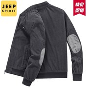 jeep吉普春秋灯芯绒夹克，男式外套复古休闲潮流，工装立领茄克衫