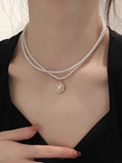 珍珠项链女双层轻奢ins复古小众设计高级感锁骨颈链毛衣2024