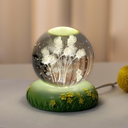 花朵水晶球摆件郁金香玫瑰康乃馨装饰品小夜灯送人情人节生日礼物