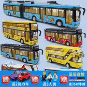 双层公交车玩具开门公共汽车模型儿童，大巴男孩大号，合金巴士玩具车