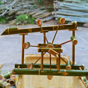 手摇竹水车玩具幼儿园儿童户外沙水池玩水区戏水工具旋转水车水轮