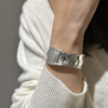 周的的 S925纯银韩版重工质感大光面手镯INS风时髦博主手饰品手环