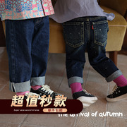 幼儿园赤耳牛仔直筒裤，允儿妈女童，秋季牛仔裤儿童春秋长裤