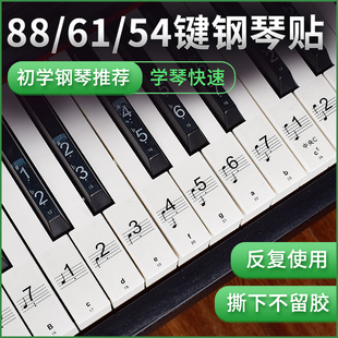 钢琴键盘贴纸88键透明61键，54键儿童成人电子琴五线谱简谱按键贴