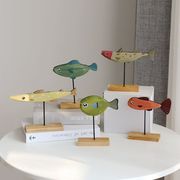 地中海风格创意木质小鱼摆件手工制作摆设桌面客厅儿童房装饰礼物