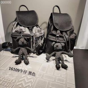 韩版潮牌旅游复古双肩包个性抽绳翻盖背包实用多口袋包包高中书包