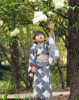 日本男童防皱正装振袖和服浴衣配腰带儿童和服浴衣男烟火日式