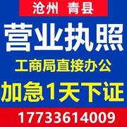 沧州市青县公司注册营业执照个体代理办工商企业地址变更注销异常