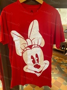香港迪士尼 米妮 大头米老鼠英文字母 可爱卡通成年短袖T恤