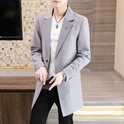 中长款风衣男士2023春秋季韩版修身小西装，外套男帅气薄款大衣